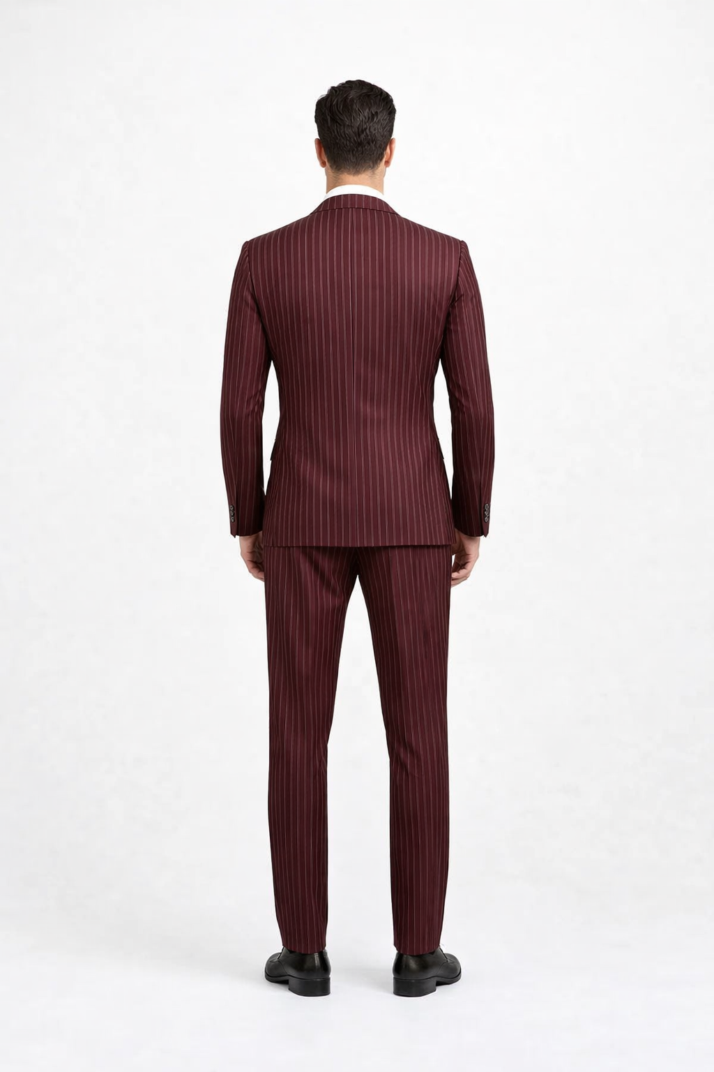 1920s Mens Suit - 1920s Mens Outfit - 1920s  costume  Bold Pinstripe Wide Suit in Burgundy - Image 3
