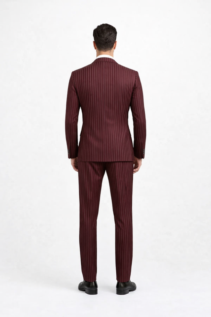1920s Mens Suit - 1920s Mens Outfit - 1920s  costume  Bold Pinstripe Wide Suit in Burgundy - Image 3