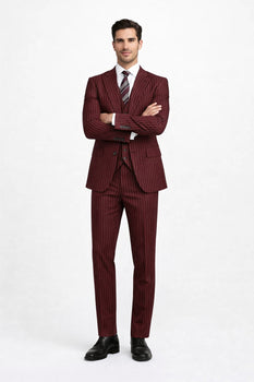 1920s Mens Suit - 1920s Mens Outfit - 1920s  costume  Bold Pinstripe Wide Suit in Burgundy - Image 5