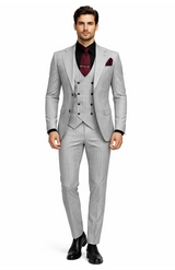 1920s Mint Grey And Black Pinstripe Suit - Vested Stripe Gangster Suit - SAM371SK-01