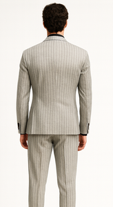 1920s Mint Grey And Black Pinstripe Suit - Vested Stripe Gangster Suits - SAM371SK-01