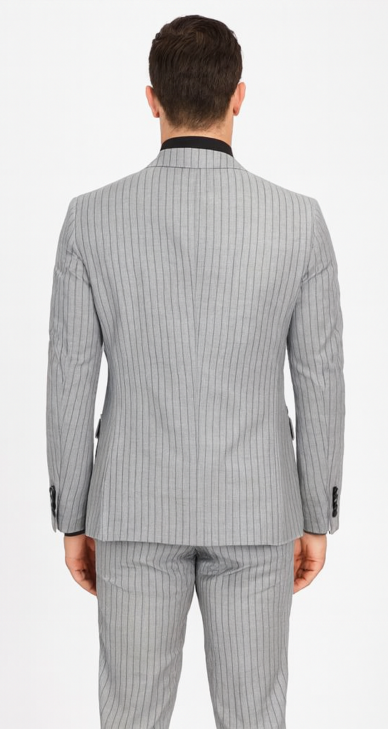 1920s Mint Grey And Black Pinstripe Suit - Vested Stripe Gangster Suits - SAM371SK-01 - Image 2
