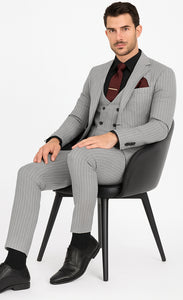 1920s Mint Grey And Black Pinstripe Suit - Vested Stripe Gangster Suits - SAM371SK-01 - Image 4