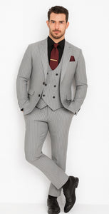 1920s Mint Grey And Black Pinstripe Suit - Vested Stripe Gangster Suits - SAM371SK-01 - Image 8