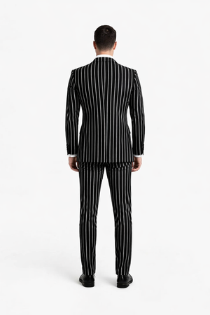 1920s Style Suit - Gangster Suit - Pinstripe Suit - Double Breasted Suits - Black and White Pinstripe - Image 2