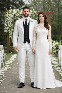 1920s Style Suit - Gangster Suit - Pinstripe Suit - Double Breasted Suits - Black and White Pinstripe - Image 9