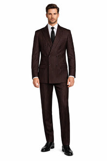 1920s Gangster Custom - Bold Gangster Pinstripe Suit Brown