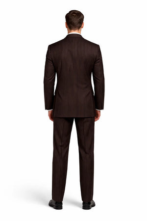 1920s Gangster Custom - Bold Gangster Pinstripe Suit Brown