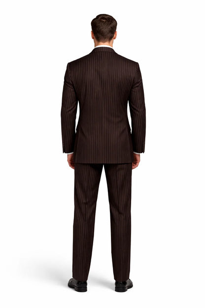 1920s Gangster Custom - Bold Gangster Pinstripe Suit Brown