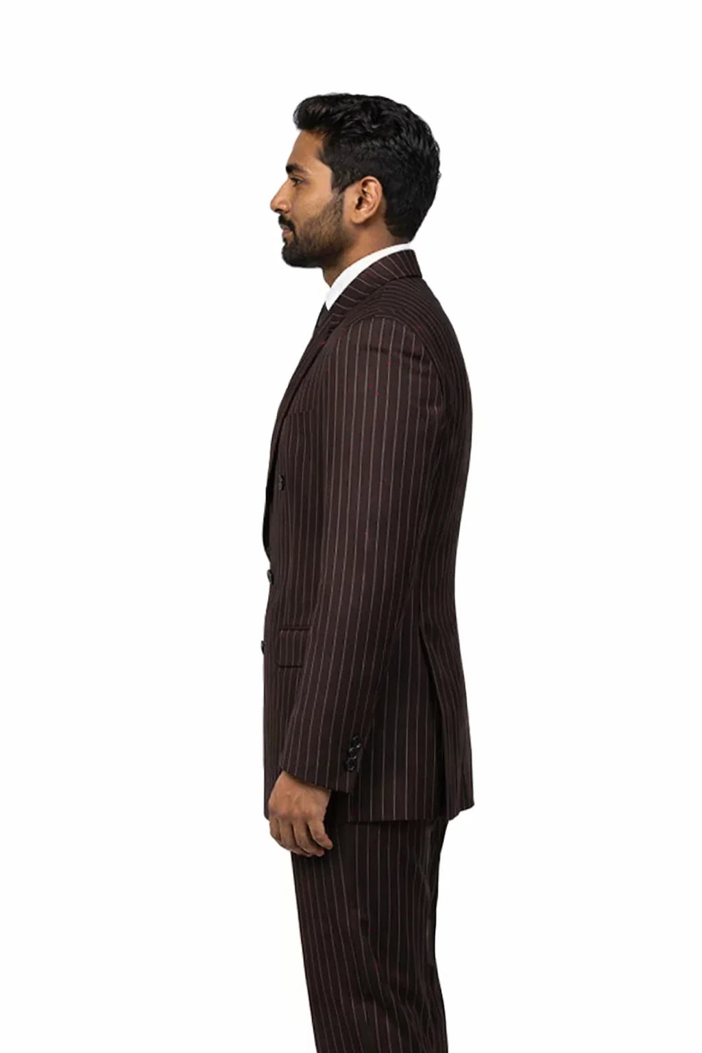 1920s Gangster Custom - Bold Gangster Pinstripe Suit Brown