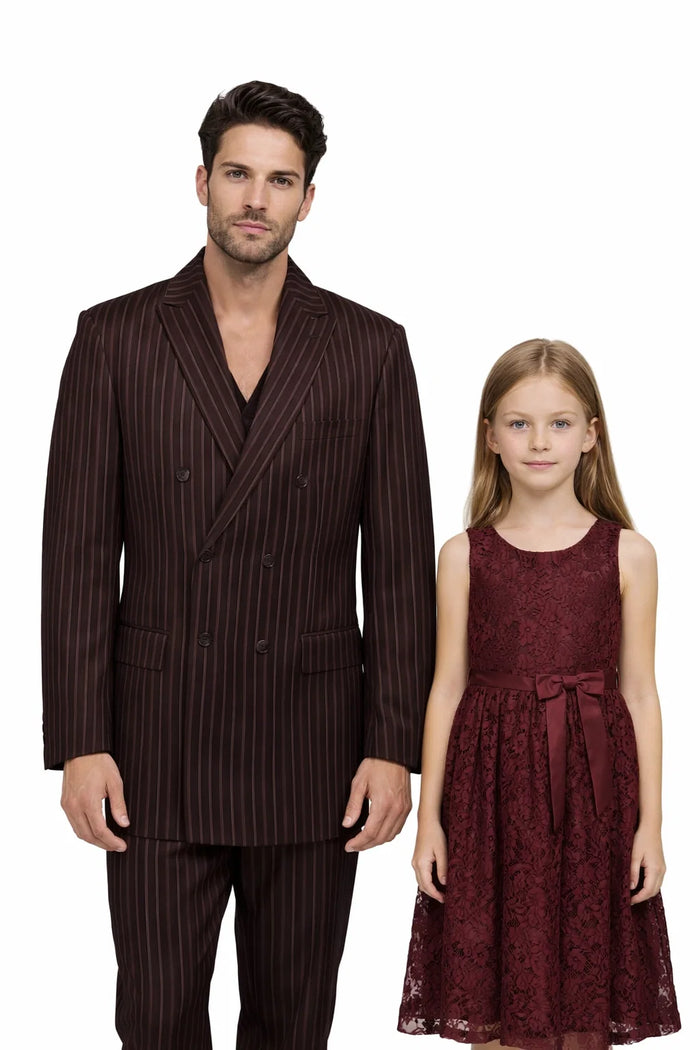 1920s Gangster Custom - Bold Gangster Pinstripe Suit Brown