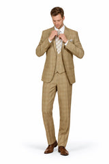 1920s Vintage Suits Patterns Checkered Suit Tan