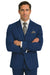 Men's Bold Gangster 1920s Vintage Navy Blue ~ White Gangster Bold Stripe 2 Buttons Vested Dress Suit for Men
