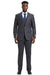 Men's Stacy Adams Peak Lapel Suit with Double Breasted Vest in Charcoal Grey Windowpane Plaid