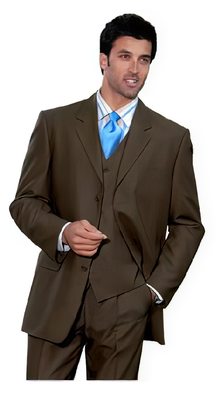 1 One Pleat Pants With 3 Buttons Dark Brown 3 ~ Three Piece Suit Super Light Weight