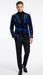 Men’s Black and Royal Blue Patterned Blazer – Paisley Floral Sport Coat Prom Jacket