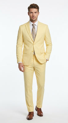 Men’s Pale Yellow 2 Piece Suit, Formal Dress Suit for Weddings, Prom, Parties, Summer Events, and Special Occasions By Vitali