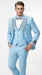 Mens Light Blue 3 Piece Prom Tuxedo – Sky Blue Formal Suit with Sequin Lapel Wedding Party Tuxedo Set in Baby Blue