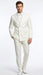 Men’s Ivory Double Breasted Tuxedo Dinner Jacket – Textured Blazer Paisley Texture Pattern in Off White Cream Color + Bowtie