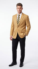 Men’s Camel Blazer, Classic Two Button Business Casual Wedding Summer Sport Coat Jacket in Khaki Bronze Color Modern Fit