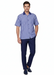 Men’s Blue and White Vertical Stripe Short Sleeve Shirt Set – Casual Summer Two-Piece Outfit  With Walking Suit Plus Matching Pants