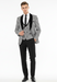 Men’s Black and White Houndstooth Tuxedo Set with Velvet Shawl Lapel | 3-Piece Formal Suit with Double-Breasted Vest
