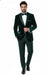 Men’s Dark Green Velvet Tuxedo Dinner Jacket – Slim Fit Formal Blazer with Satin Peak Lapel Lape