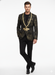 Men’s Black and Gold Embroidered Luxury Blazer – Designer Floral Pattern Wedding & Party Jacket (Sim534)