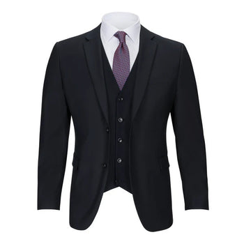 Mens Vested Navy Slim Fit Suit