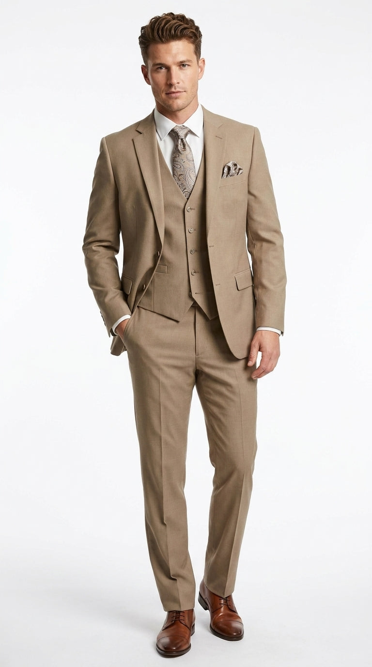 Big And Tall Men's Plus Size Men's Suits For Big Guys Beige