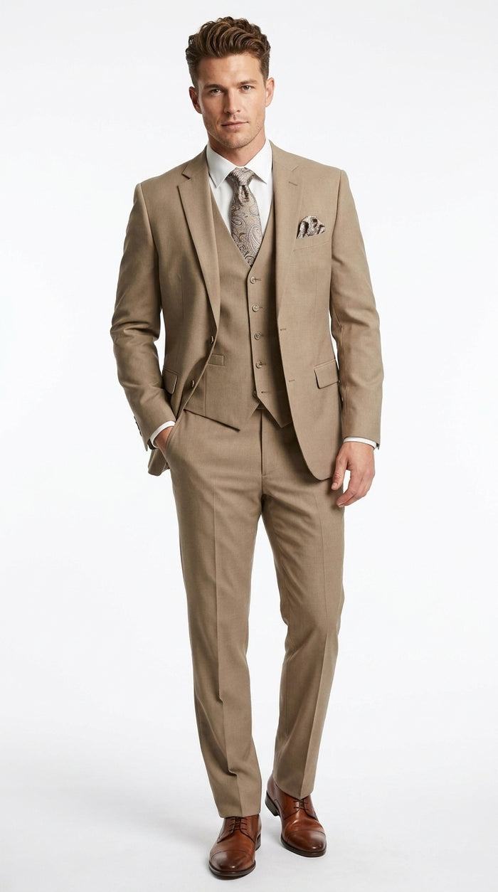 Big And Tall Men's Plus Size Men's Suits For Big Guys Beige