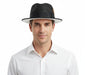 Men’s Two-Tone Black and White Fedora Hat with Feather Accent – Stylish Summer Dress Hat