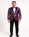 Men's Pinkish ~ Purple Paisley Tuxedo Jacket with Black Satin Lapel – Formal Prom and Wedding Blazer in Meganta Color