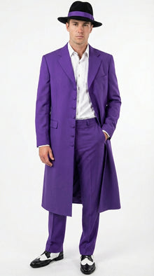 Purple Zoot Suit for Men | Classic Mafia & Gangster Style Long Coat Suit | Vintage 1920s–1940s Formal Outfit