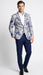 Men’s Navy Blue and Gray Paisley Print Blazer – Prom Jacket for Formal, Party, and Evening Wear