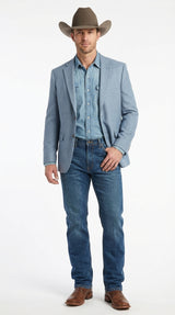 Mens Rugby Teal Baby Sky Western Blazer – Cowboy Style Casual Sport Coat for Men Classic Western Jacket in Light Blue Color