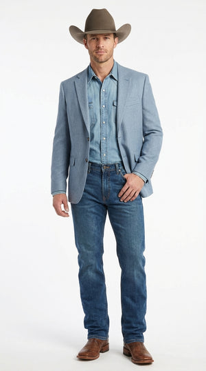 Mens Rugby Teal Baby Sky Western Blazer – Cowboy Style Casual Sport Coat for Men Classic Western Jacket in Light Blue Color