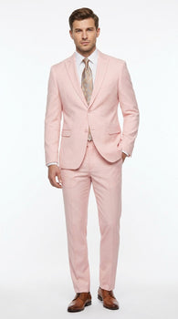 Men’s Light Pink 2 Piece Suit, Formal Dress Suit for Weddings, Prom, Parties, Summer Events Slim Fitted By Vitali