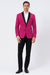 Men’s Fuchsia Tuxedo Blazer with Black Satin Lapel – Stylish Party and Wedding Jacket in Hot Pink Color with Black Pants
