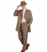 Men’s 1920s Tan Zoot Suit with Fedora Hat and Wingtip Shoes – Vintage Gangster 3-Piece Long Jacket Suit