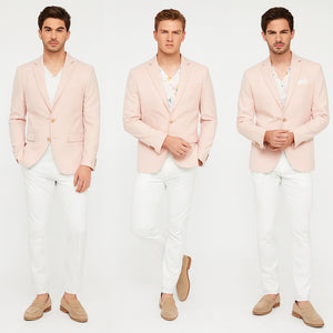 Men’s Blush Pink Slim Fit Blazer – Stylish Two-Button Sport Coat with Notch Lapel