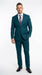 Discounted Sale Clearance Men's Two Buttons Dark Teal 2-piece suit Flat Front Pants