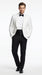 Men's White Dinner Jacket Tuxedo Blazer with Black Satin Shawl Lapel  With Black Tuxedo Pants