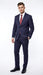 Men’s Navy Blue and Burgundy Checkered Two-Piece Suit Plaid Windowpane – Flat Front Pants or Pleated Wide Leg Pants - 100% Wool
