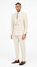 Men’s Cream Off White Pinstripe Linen Pinstripe 2 Piece Double Breasted Suit, Summer Wedding Ivory Color By Vitali