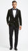 Men’s Black Velvet Dinner Jacket Blazer with Satin Lapel – Formal Evening Tuxedo Style Jacket Polk Dots Pattern + Free bowtie