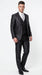 Men’s Black Three Piece Suit – Modern Fit 3PC Formal Suit with Vest for Wedding, Prom and Business Events Sharkskin Shiny Fabric
