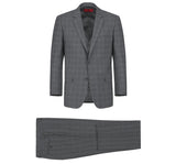 Designer Suit 278-1 Men's 3-Piece Classic Fit Single Breasted Windowpane Suit
