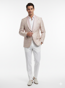 Men’s Lavender and Gold Tuxedo Embroidered Lilac Mauve Blazer – Designer Floral Pattern Wedding & Party Jacket