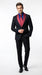 Men’s Black Suit with Burgundy Shawl Lapel –  Formal Tuxedo Suit for Wedding, Prom and Evening Events + Bowtie & Tie